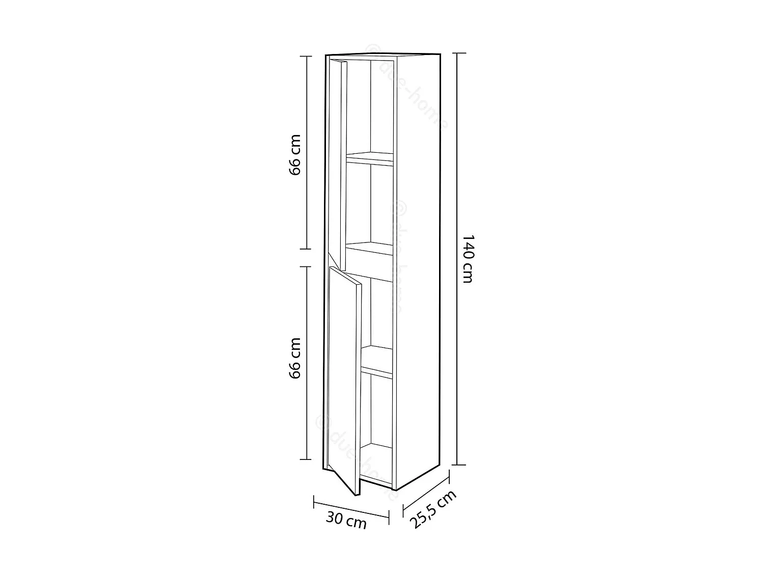 Columna suspendida Loa para baño 2 puertas en acabado nordik 140 cm(alto)30 cm(ancho)25.5