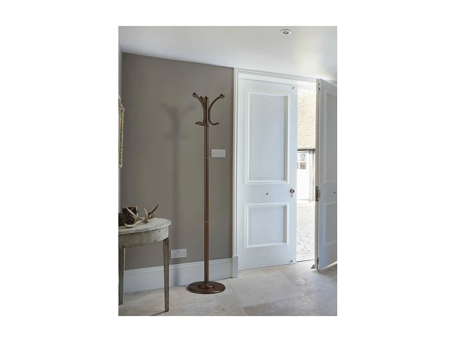 Perchero mod. 409 herrajes en cromo satinado lacado wengué, 170 cm(alto)35 cm(ancho)35 cm