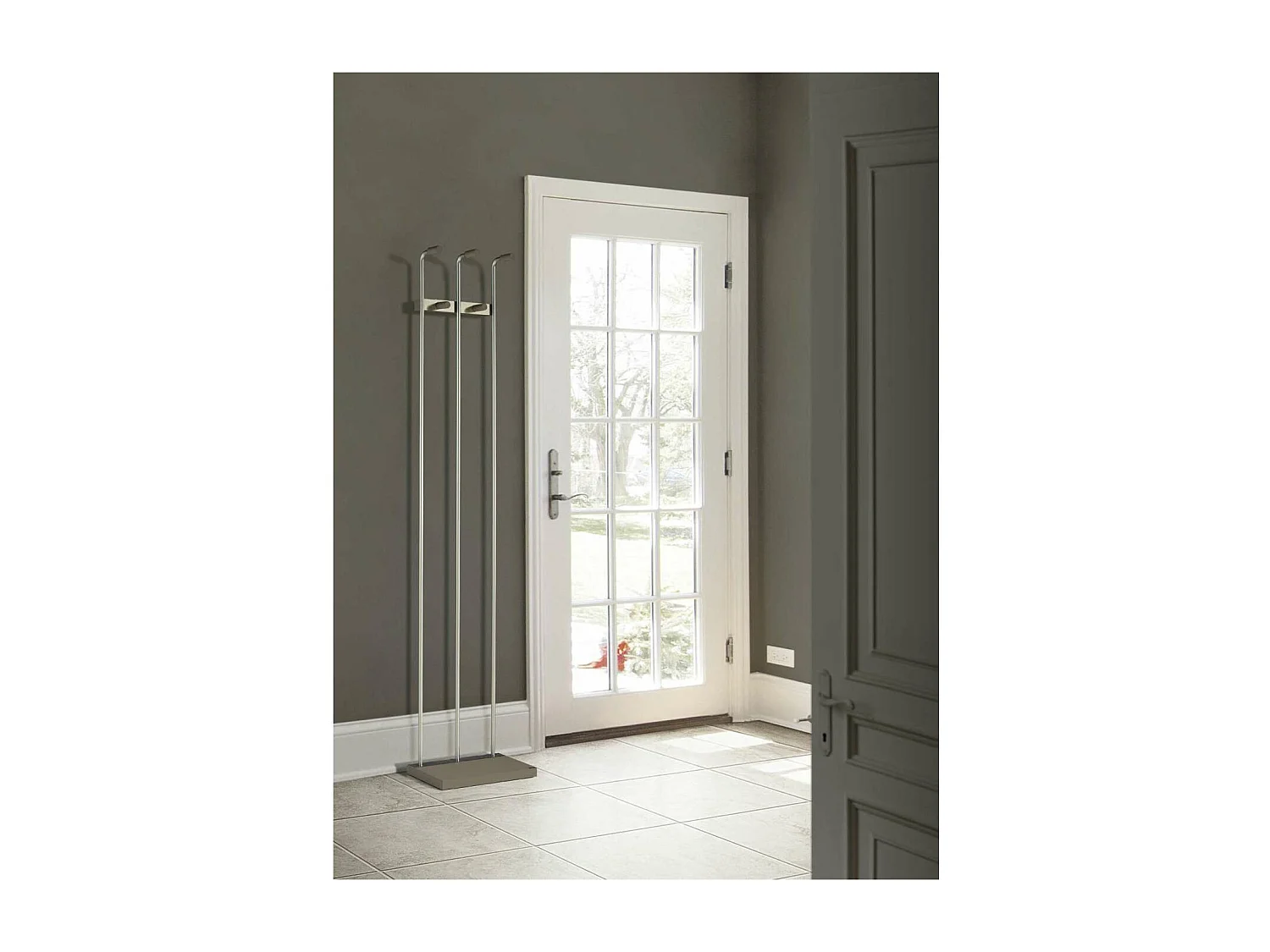 Perchero mod. 465 herrajes en cromo satinado lacado moka, 182 cm(alto)34 cm(ancho)20 cm(la