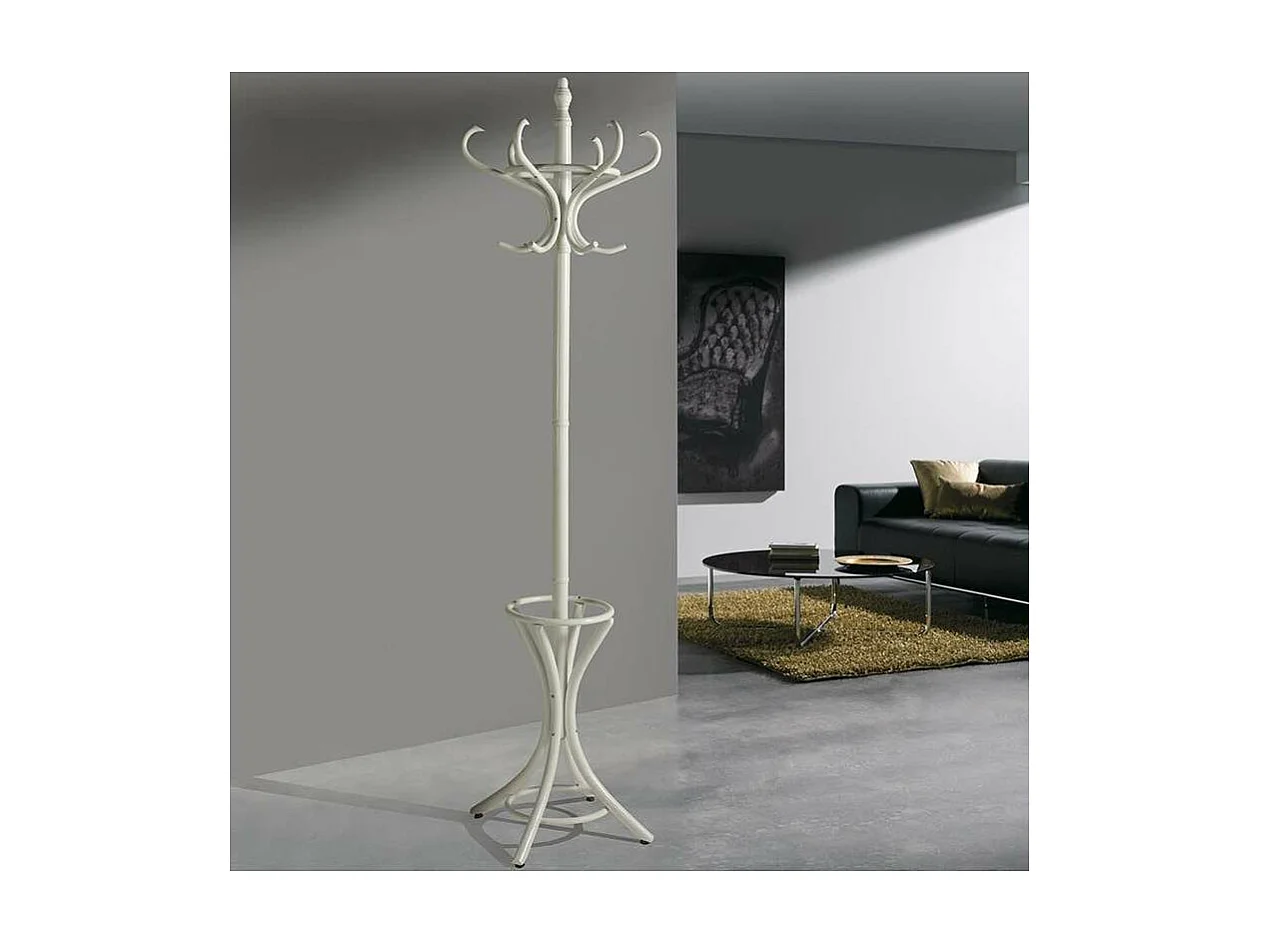 Perchero clasico acabado en madera color blanco, 183 cm(alto)48 cm(ancho)51 cm(largo)