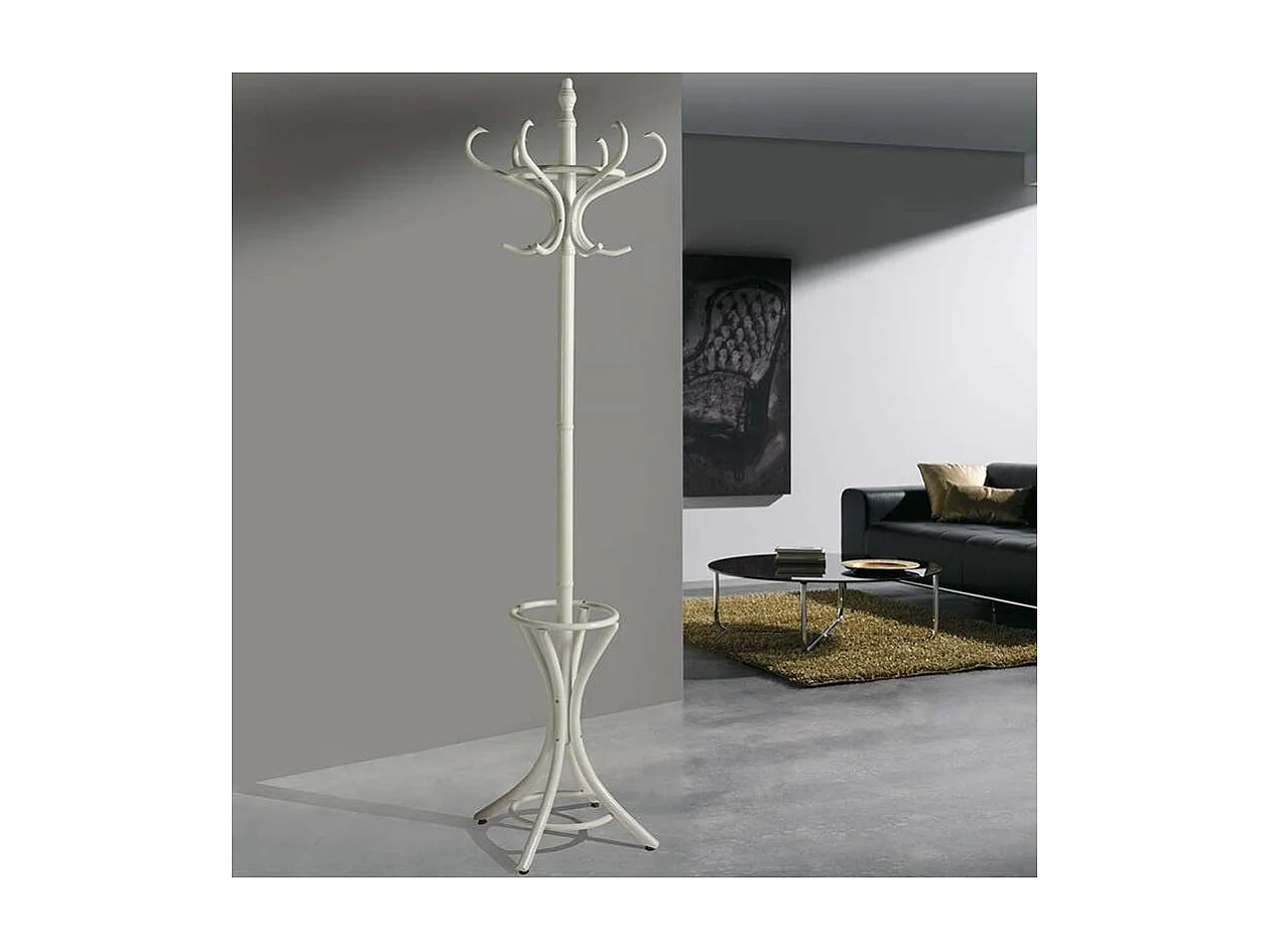 Perchero clasico acabado en madera color blanco, 183 cm(alto)48 cm(ancho)51 cm(largo)