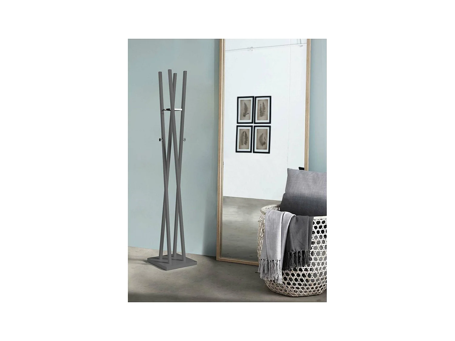 Perchero moderno mod. 470 herrajes cromo brillo lacado gris, 182 cm(alto)34 cm(ancho)34 cm