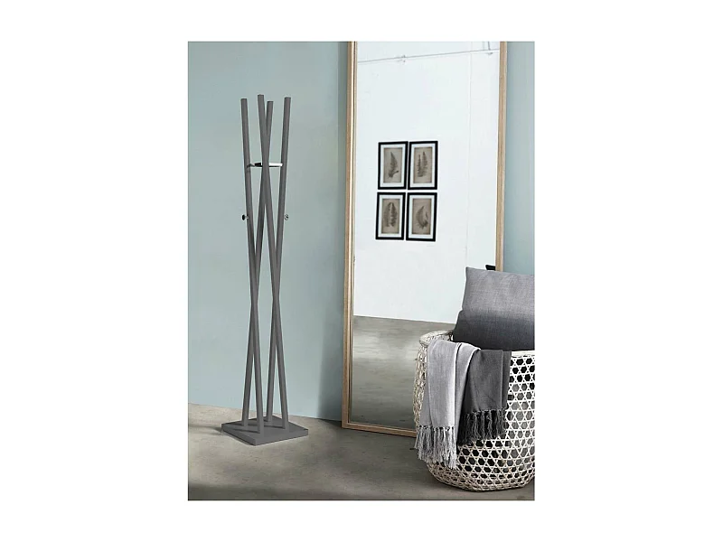 Perchero moderno mod. 470 herrajes cromo brillo lacado gris, 182 cm(alto)34 cm(ancho)34 cm