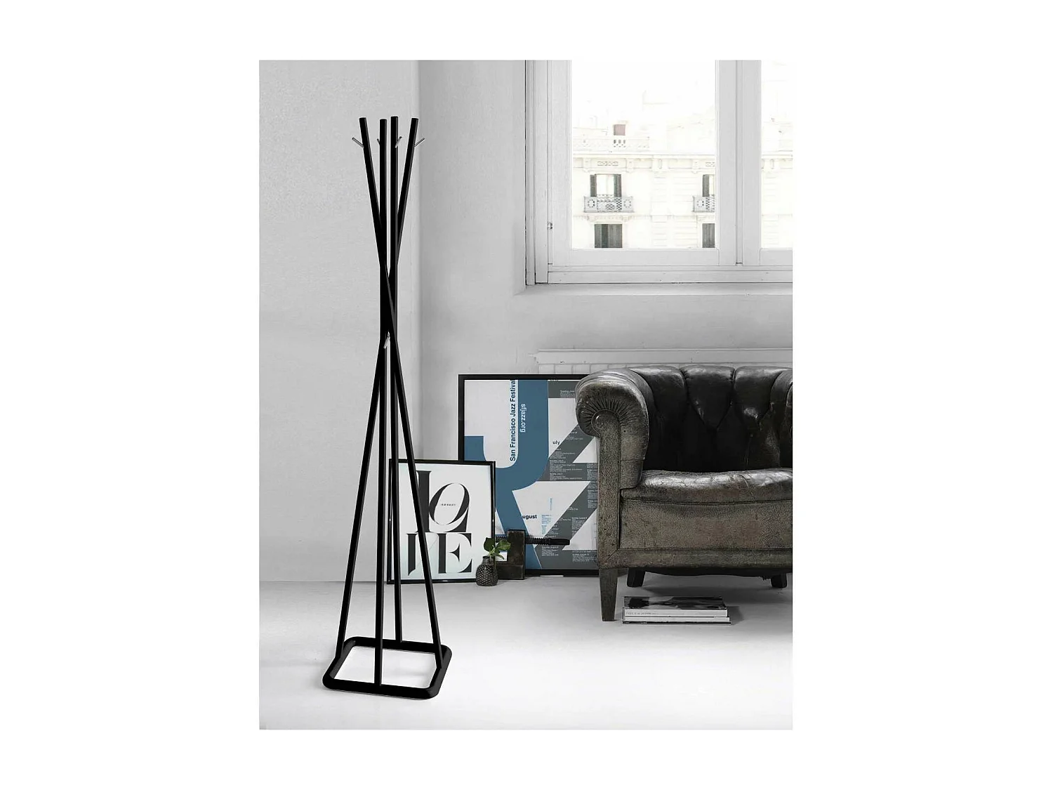 Perchero mod. 469 acabado lacado negro, 180cm(alto) 38cm(ancho) 38cm(largo)