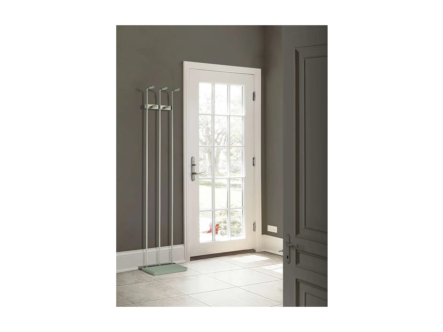 Perchero mod. 465 herrajes en cromo satinado lacado verde, 182 cm(alto)34 cm(ancho)20 cm(l