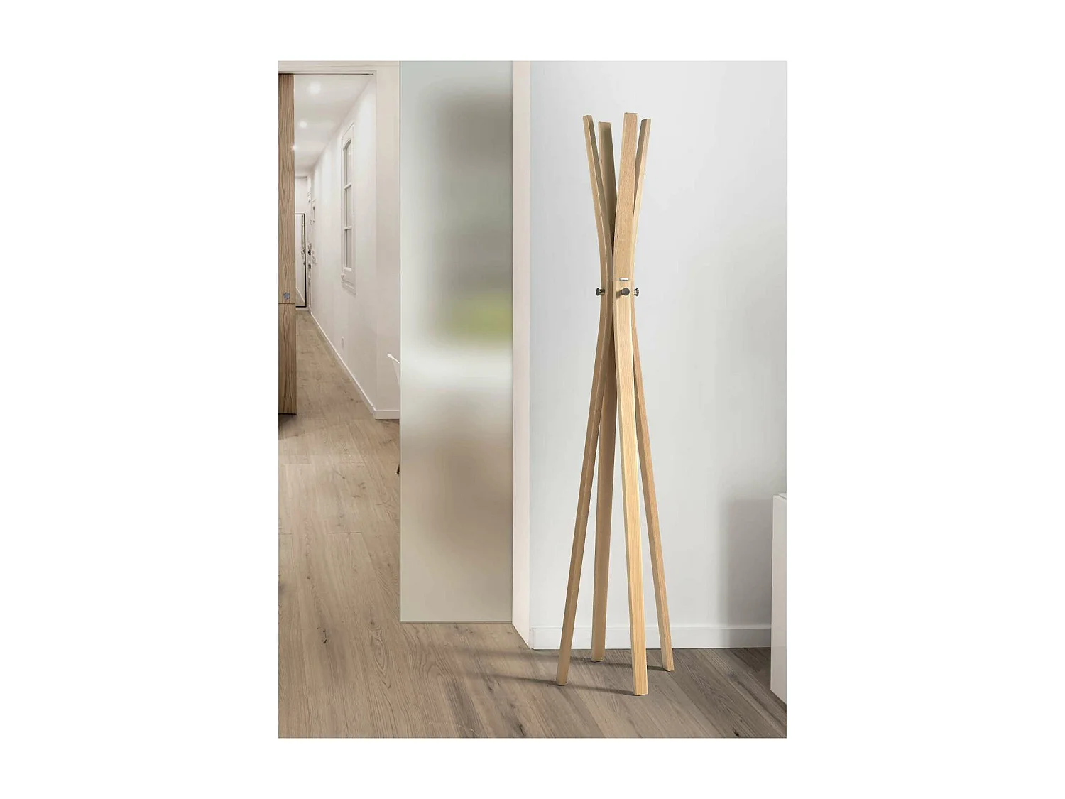 Perchero mod. 455 acabado lacado natural, 182cm(alto) 42cm(ancho) 42cm(largo)