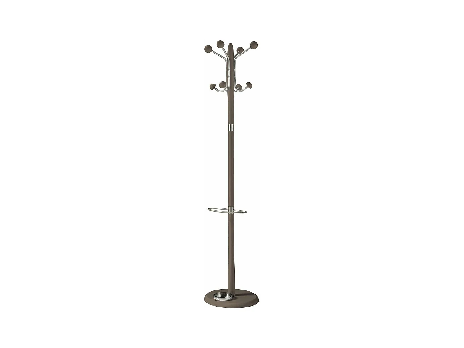 Perchero mod. 421 con paragüero herrajes en cromo satinado lacado moka, 180 cm(alto)37 cm