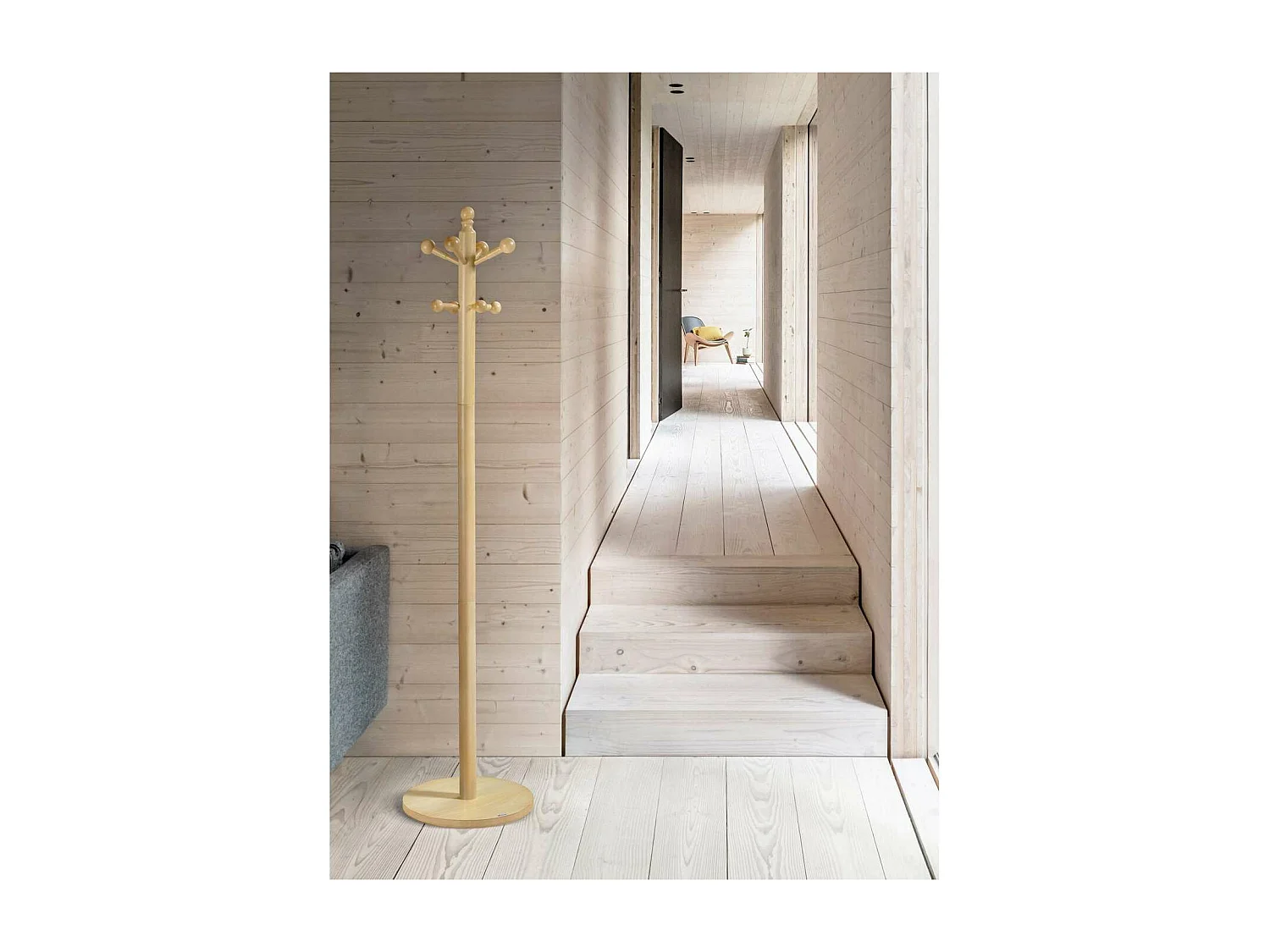 Perchero mod. 410 acabado lacado natural, 170 cm(alto)35 cm(ancho)35 cm(largo)