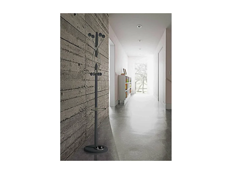 Perchero mod. 425 con paragüero herrajes cromo satinado lacado azabache, 184 cm(alto)37 c