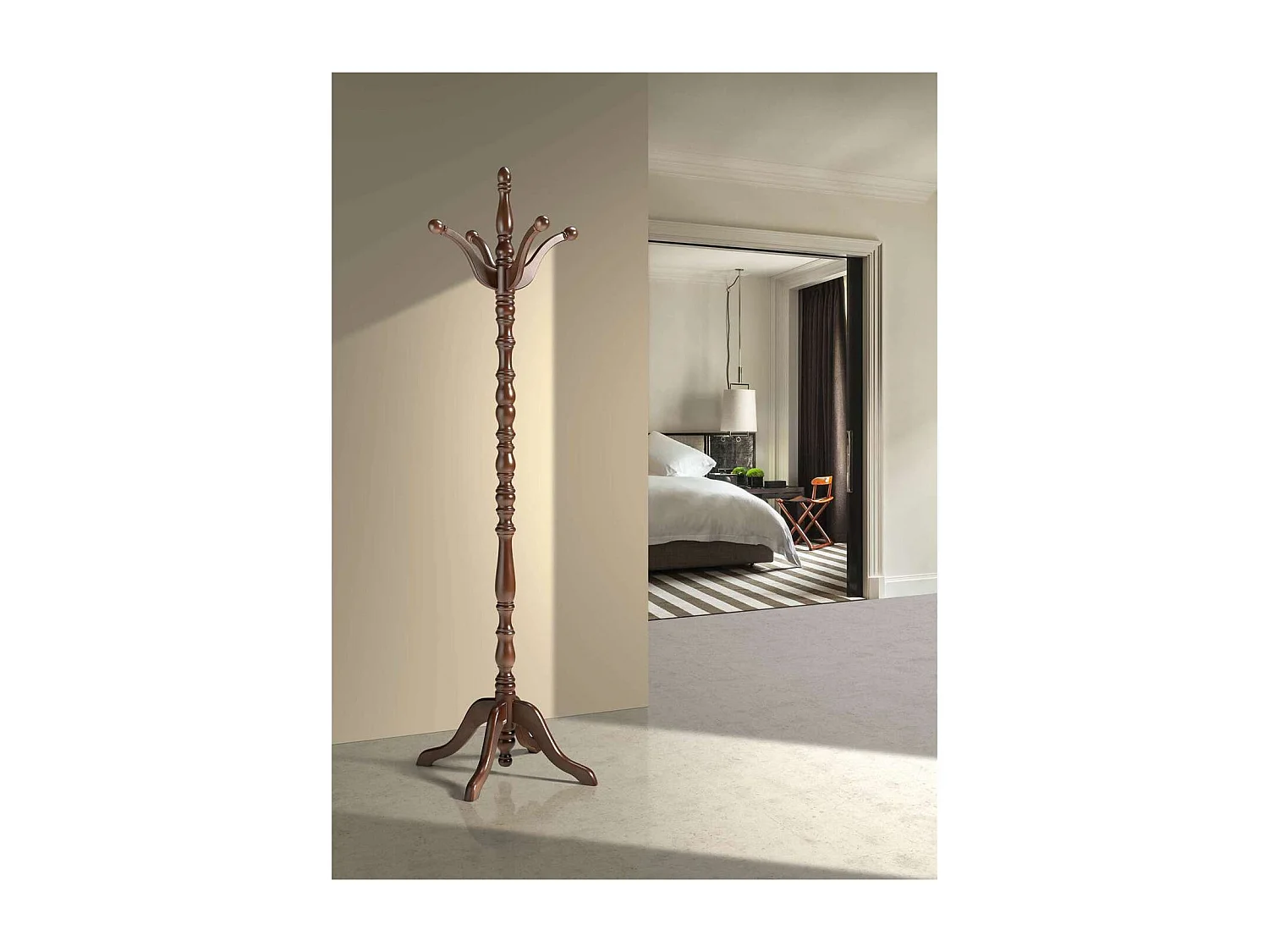 Perchero mod. 445 clasico acabado lacado nogal, 182 cm(alto)44 cm(ancho)44 cm(largo)