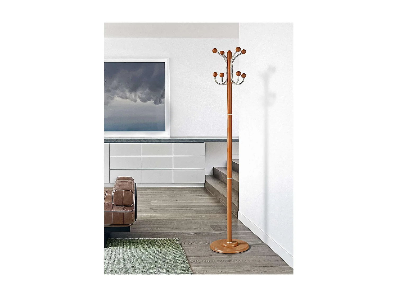 Perchero mod. 406 herrajes cromo satinado lacado cerezo, 170 cm(alto)35 cm(ancho)35 cm(lar