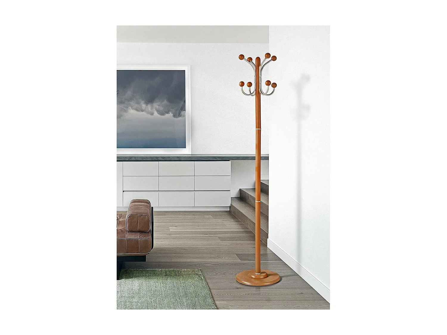 Perchero mod. 406 herrajes cromo satinado lacado cerezo, 170 cm(alto)35 cm(ancho)35 cm(lar