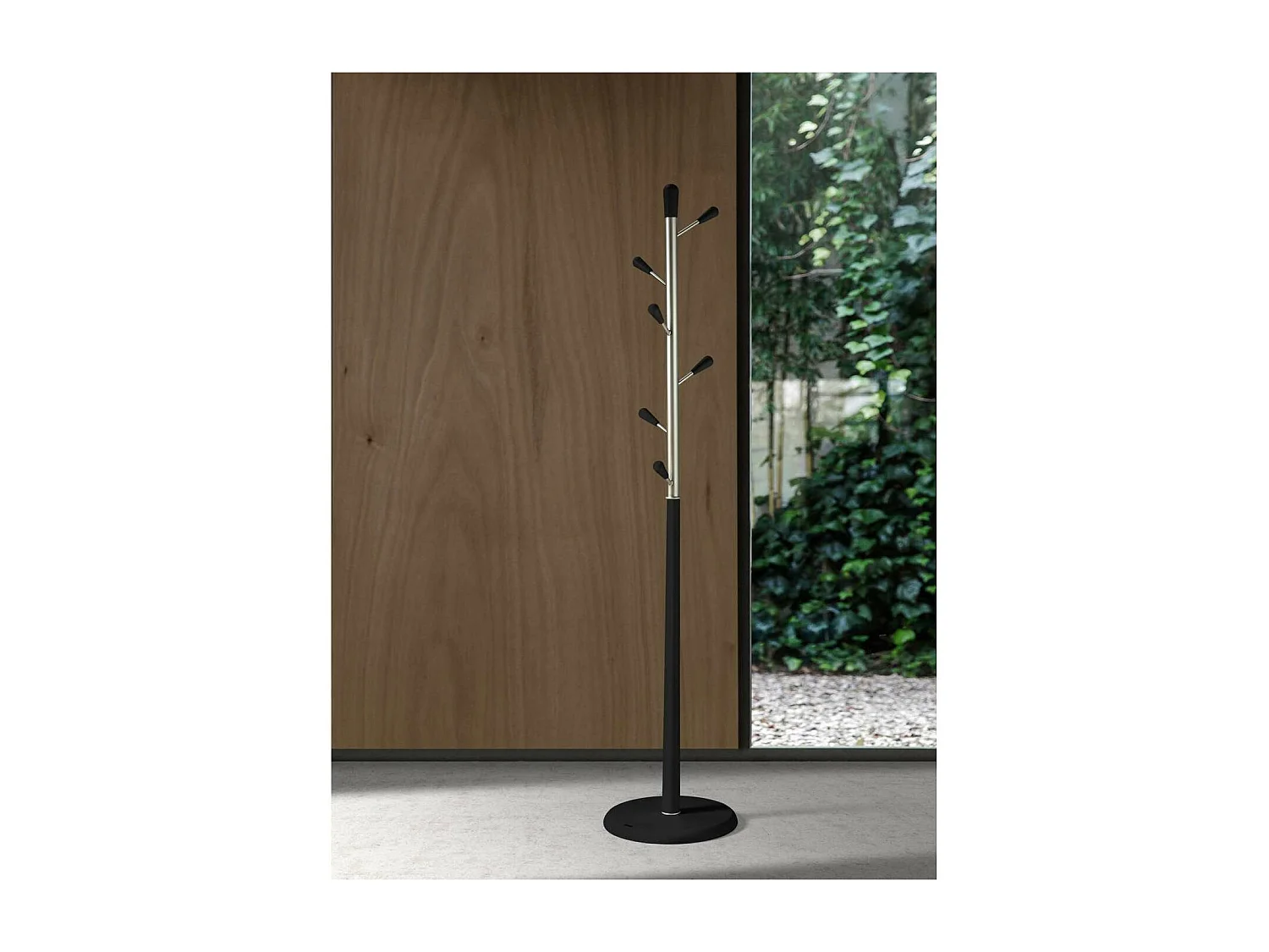 Perchero moderno mod. 413 herrajes en cromo satinado lacado negro, 190 cm(alto)37 cm(ancho