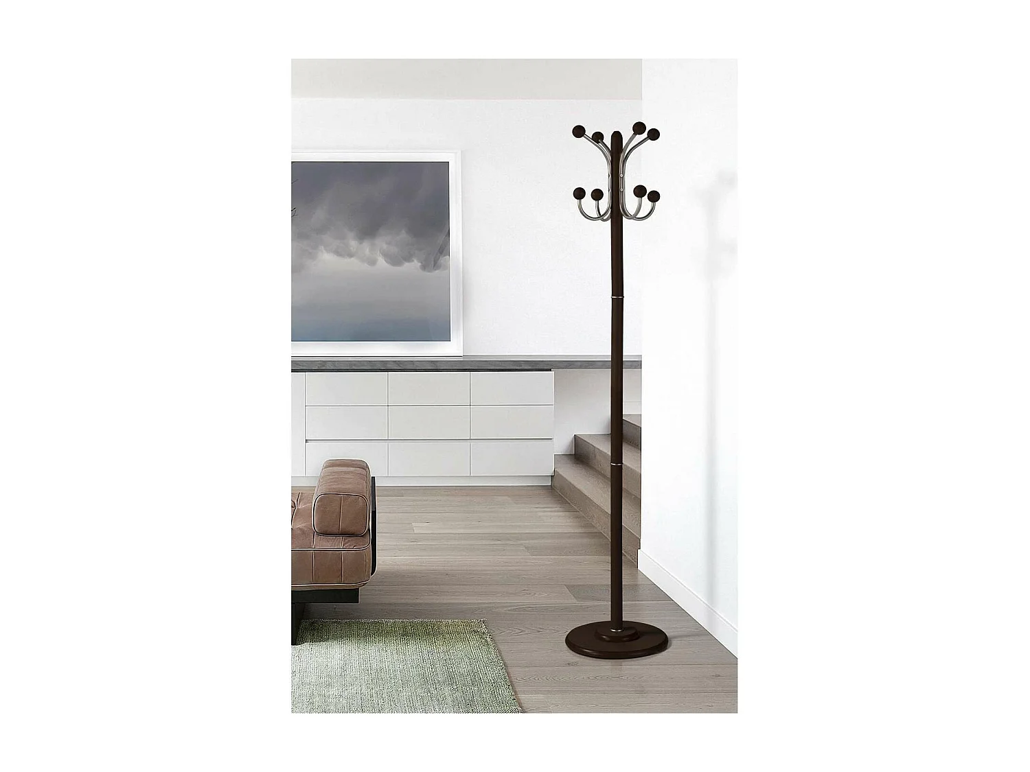 Perchero mod. 406 herrajes cromo satinado lacado wengué, 170 cm(alto)35 cm(ancho)35 cm(la