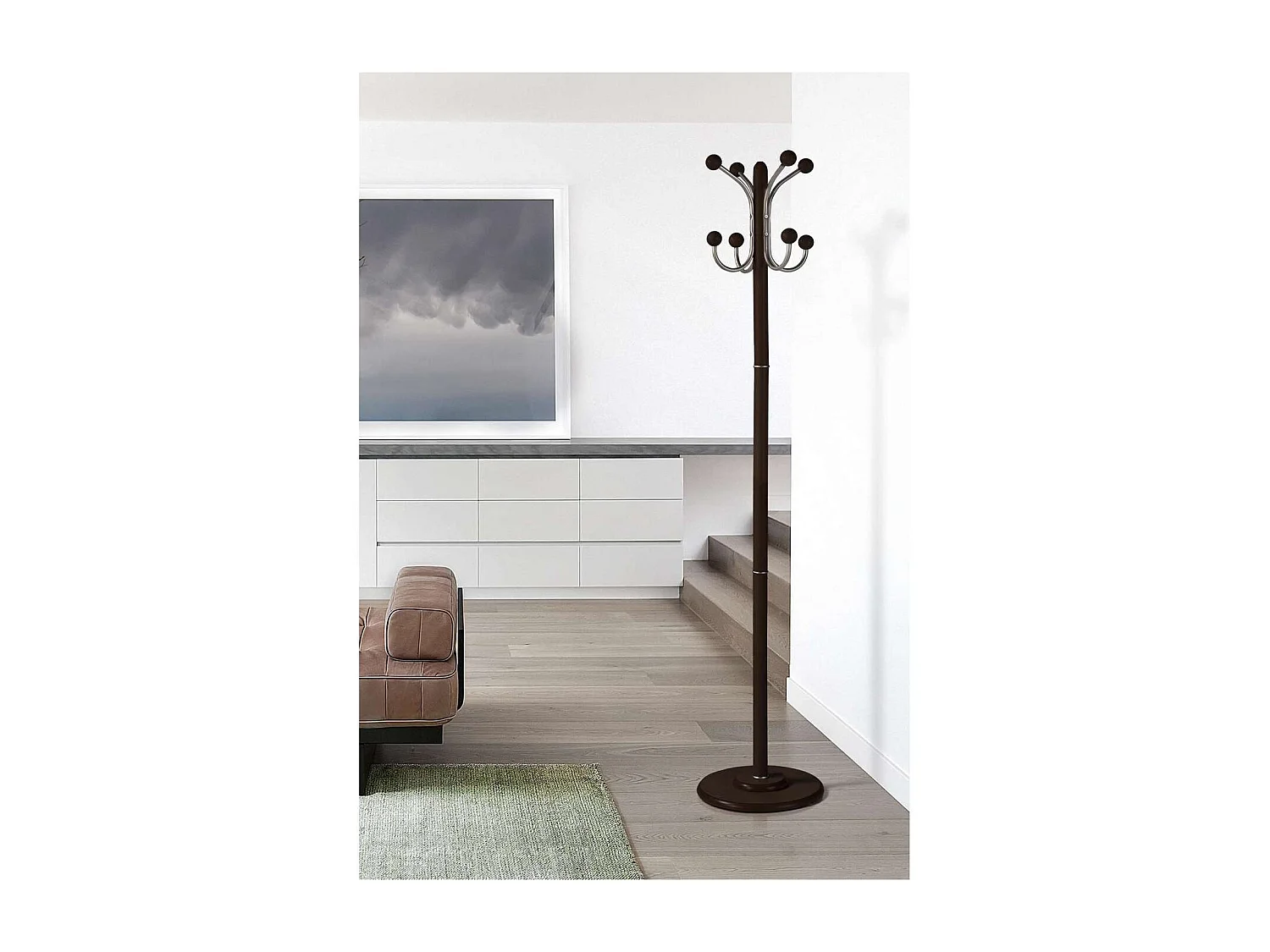 Perchero mod. 406 herrajes cromo satinado lacado wengué, 170 cm(alto)35 cm(ancho)35 cm(la