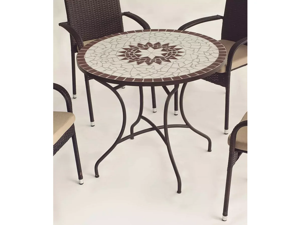 Conjunto de mesa y 4 sillones terraza jardin mosaico Estela/Bahia-90/4.