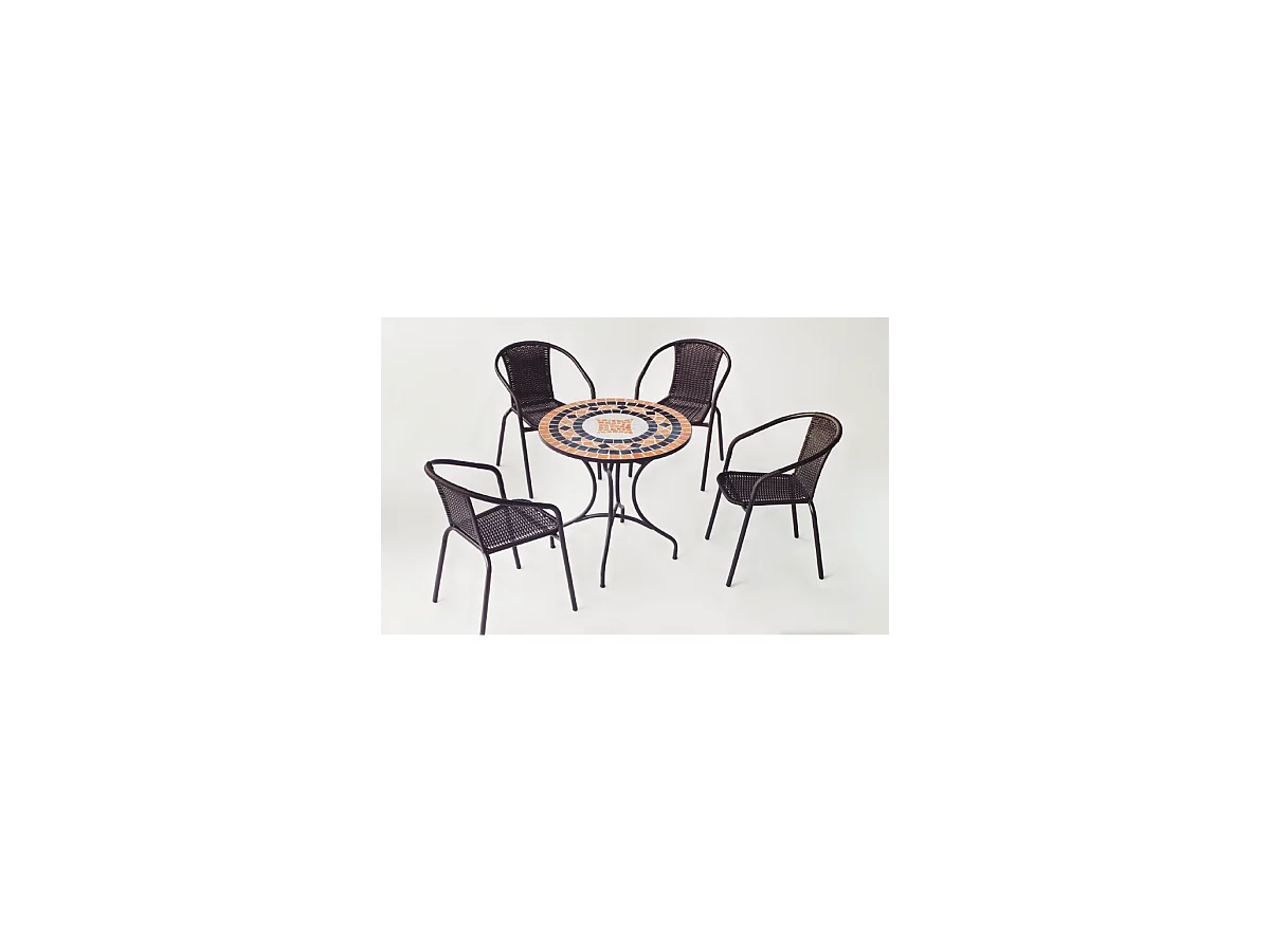 Conjunto terraza jardín mesa + 4 sillones acero Soria/Brasil-75/4 en acabado color bronce