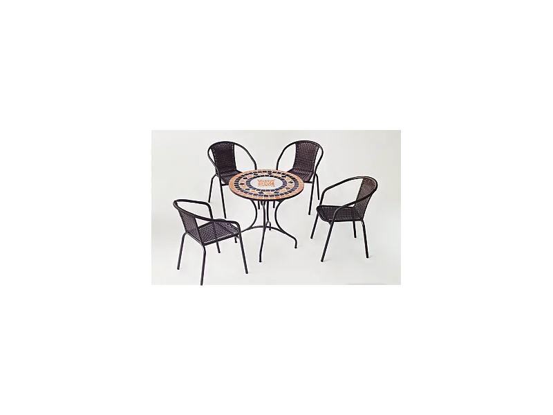 Conjunto terraza jardín mesa + 4 sillones acero Soria/Brasil-75/4 en acabado color bronce