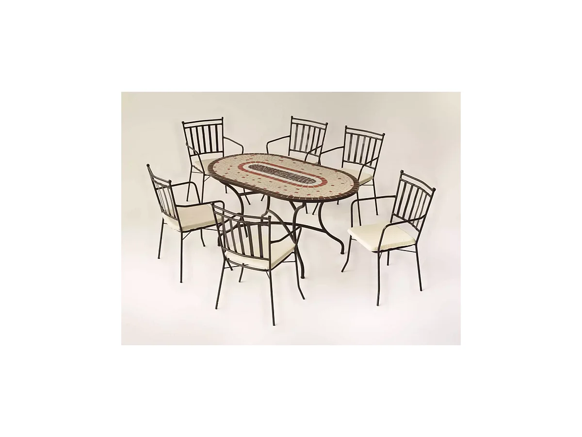 Conjunto de mesa + 4 sillones + 4 cojines jardín Malaya/Shifa