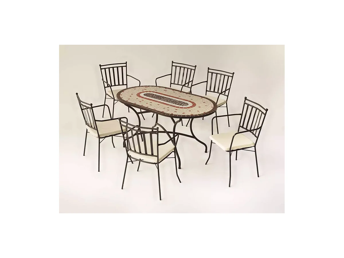 Conjunto de mesa + 4 sillones + 4 cojines jardín Malaya/Shifa