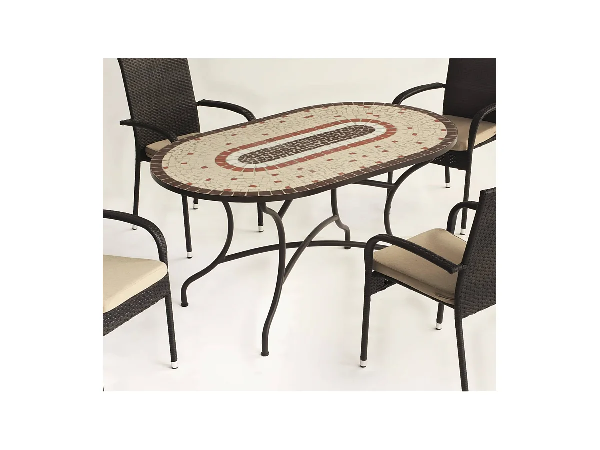 Conjunto de mesa + 4 sillones + 4 cojines jardín Malaya/Shifa