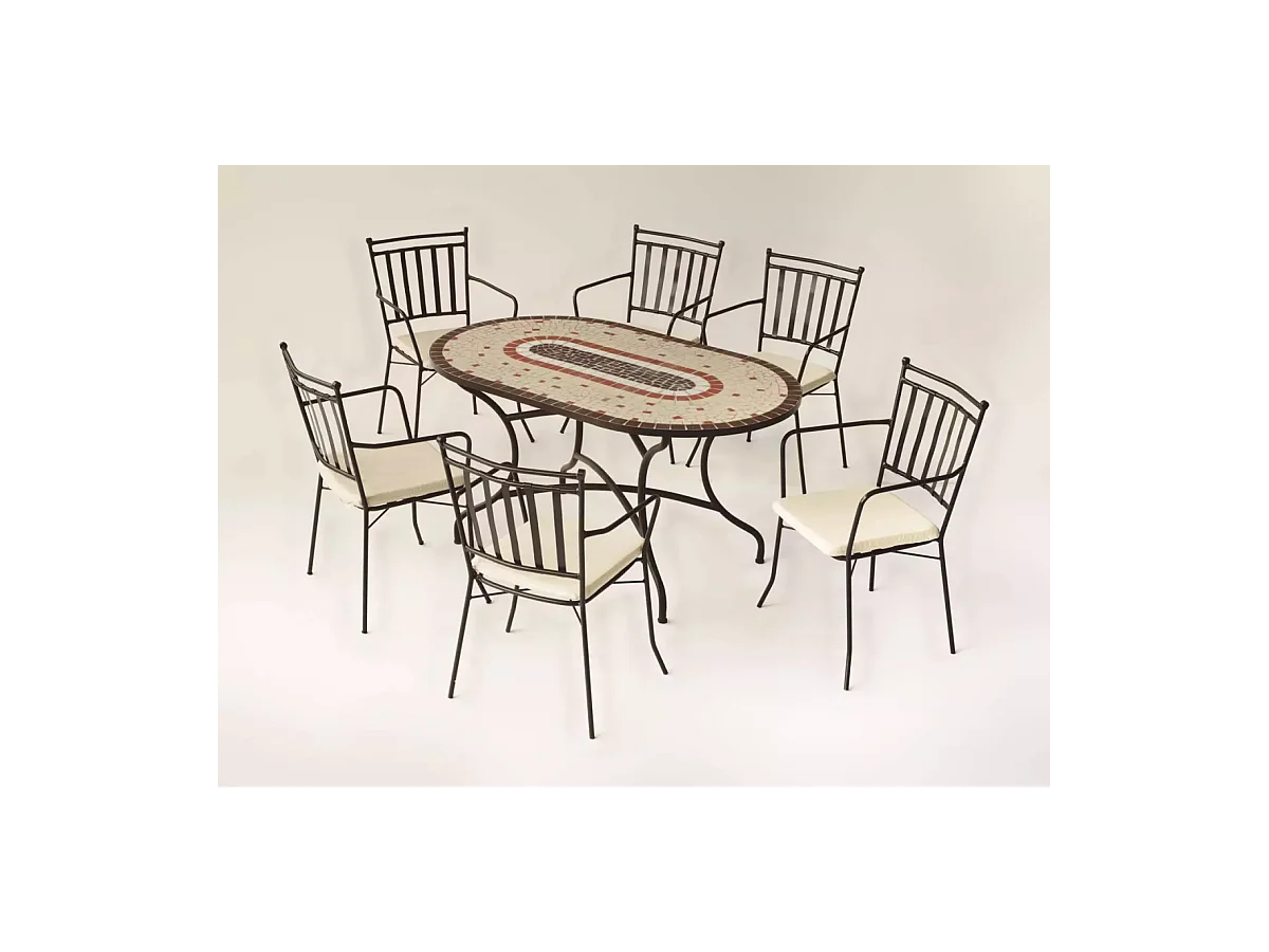 Conjunto de mesa + 4 sillones + 4 cojines jardín Malaya/Shifa