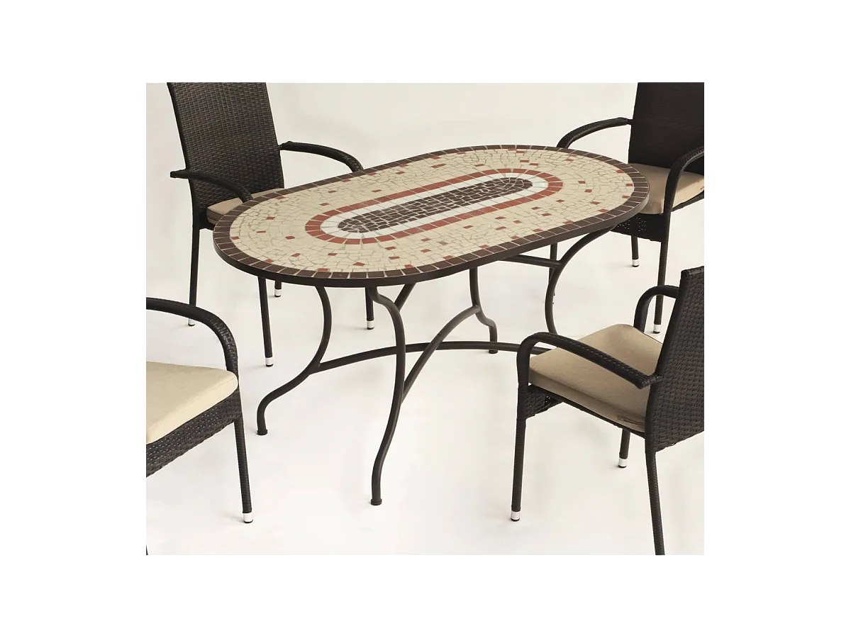 Conjunto de mesa + 4 sillones + 4 cojines jardín Malaya/Shifa