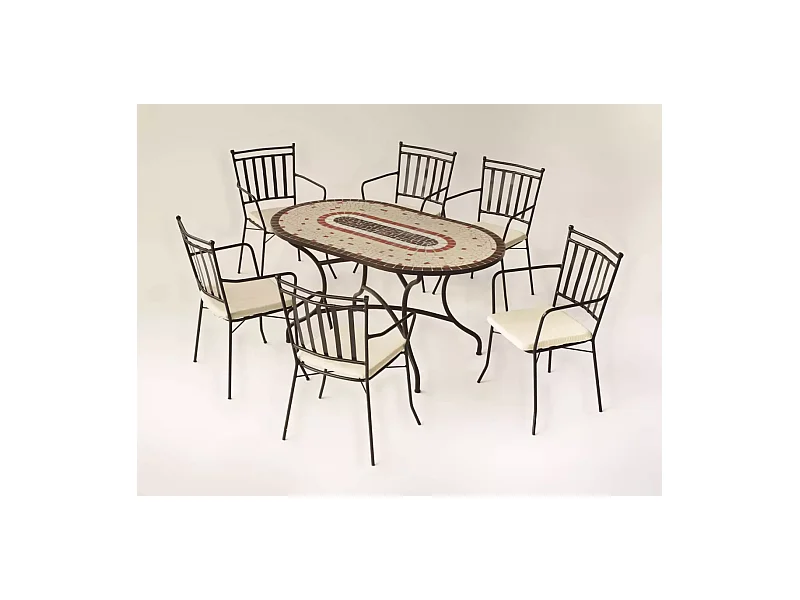 Conjunto de mesa + 4 sillones + 4 cojines jardín Malaya/Shifa