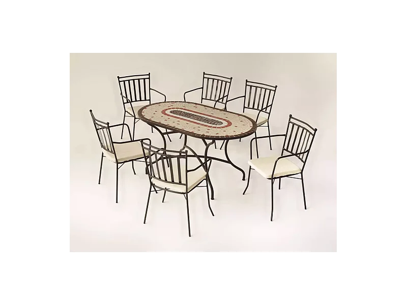 Conjunto de mesa + 4 sillones + 4 cojines jardín Malaya/Shifa