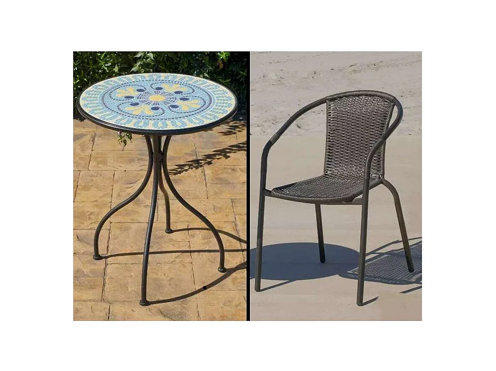 Conjunto de mesa y 2 sillones terraza jardin mosaico Berna/Brasil-60/2.
