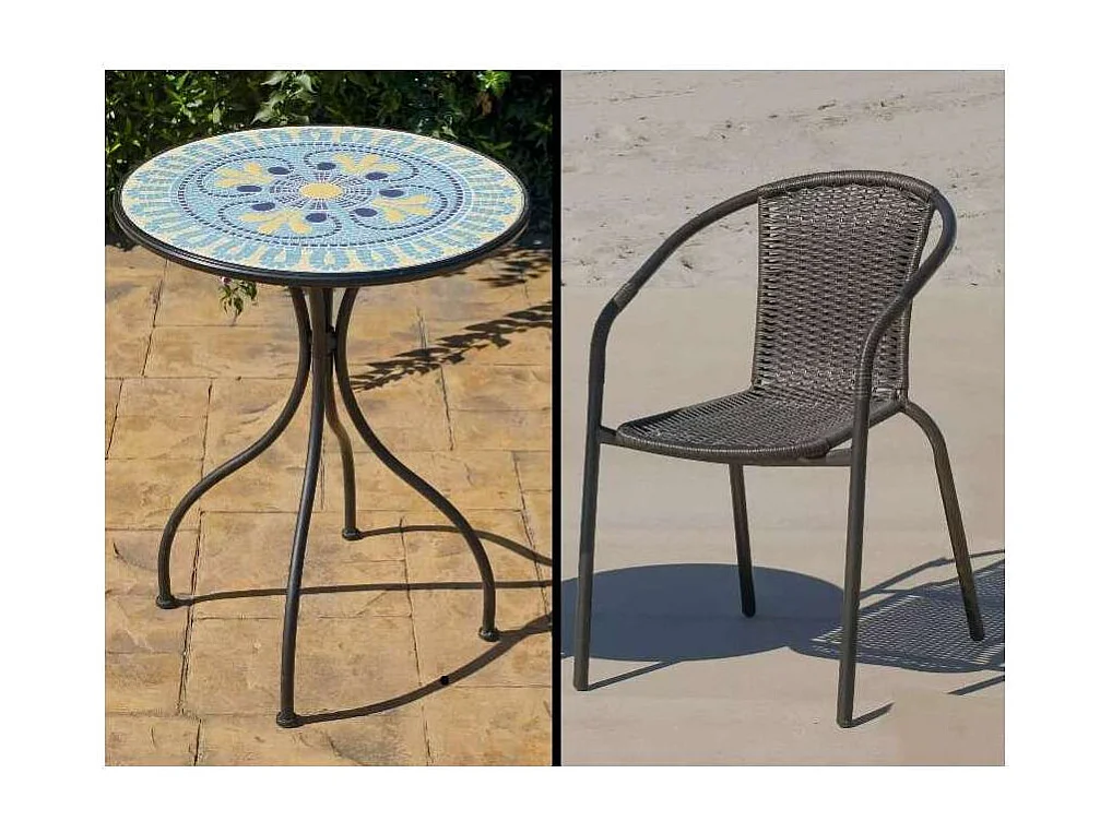 Conjunto de mesa y 2 sillones terraza jardin mosaico Berna/Brasil-60/2.