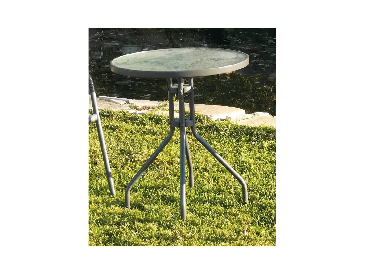 Conjunto terraza jardín mesa + 2 sillones acabado acero antracita Sulam/Santana-60/2.