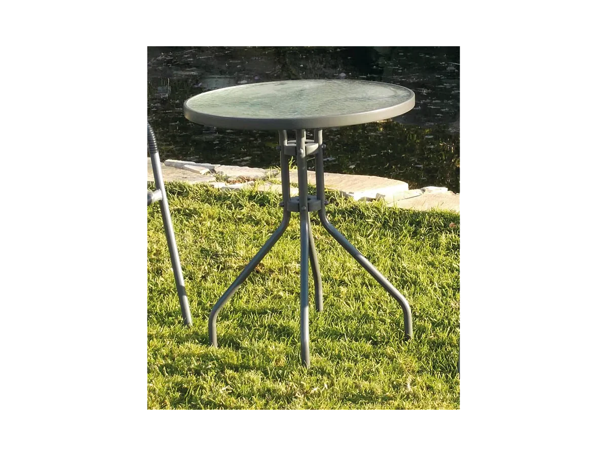 Conjunto terraza jardín mesa + 2 sillones acabado acero antracita Sulam/Santana-60/2.