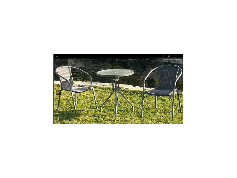 Conjunto terraza jardín mesa + 2 sillones acabado acero antracita Sulam/Santana-60/2.