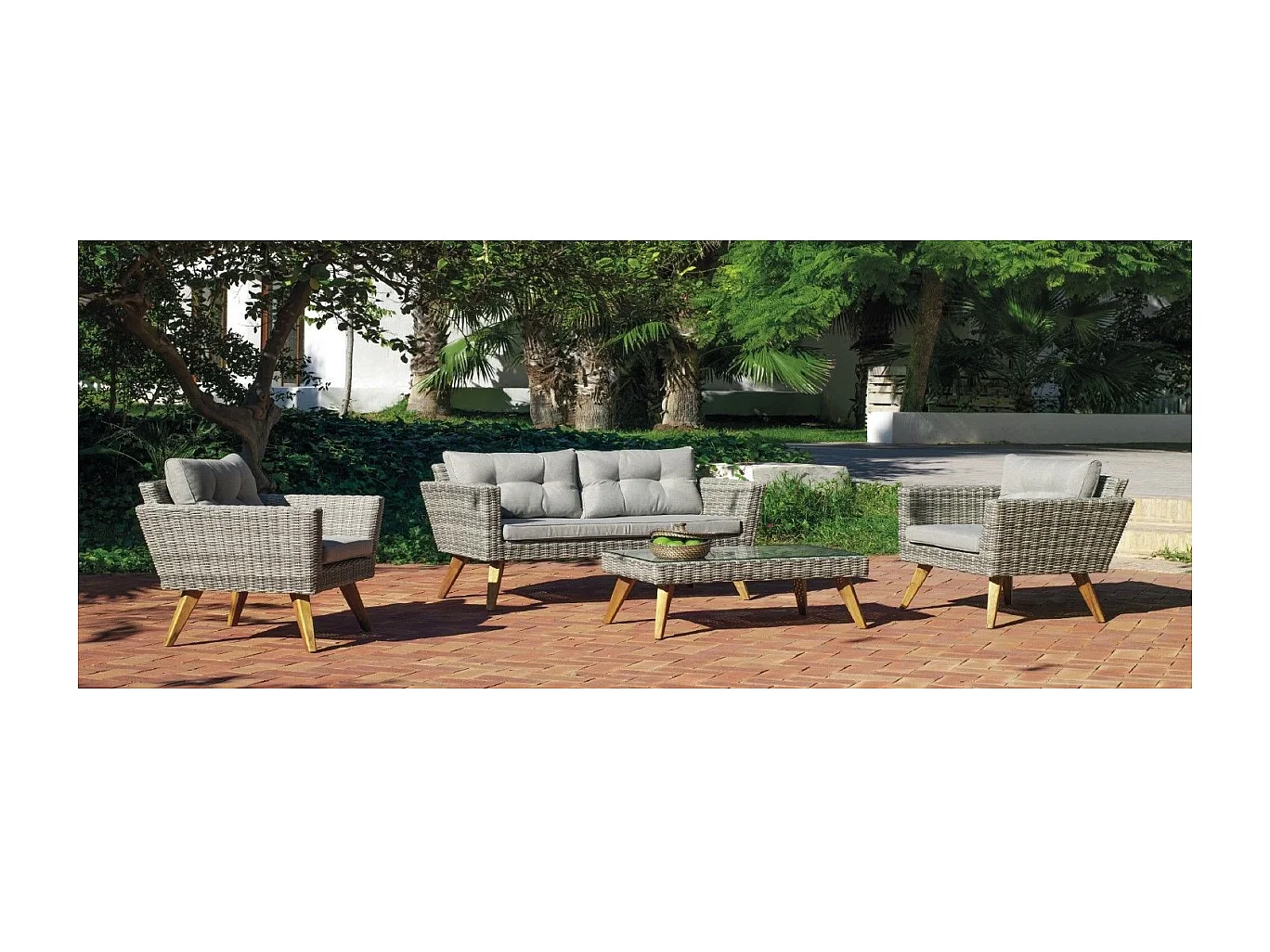 Conjunto sofá 2 plazas+ 2 sillones +mesa de centro en huitex color gris Meridiem-7..