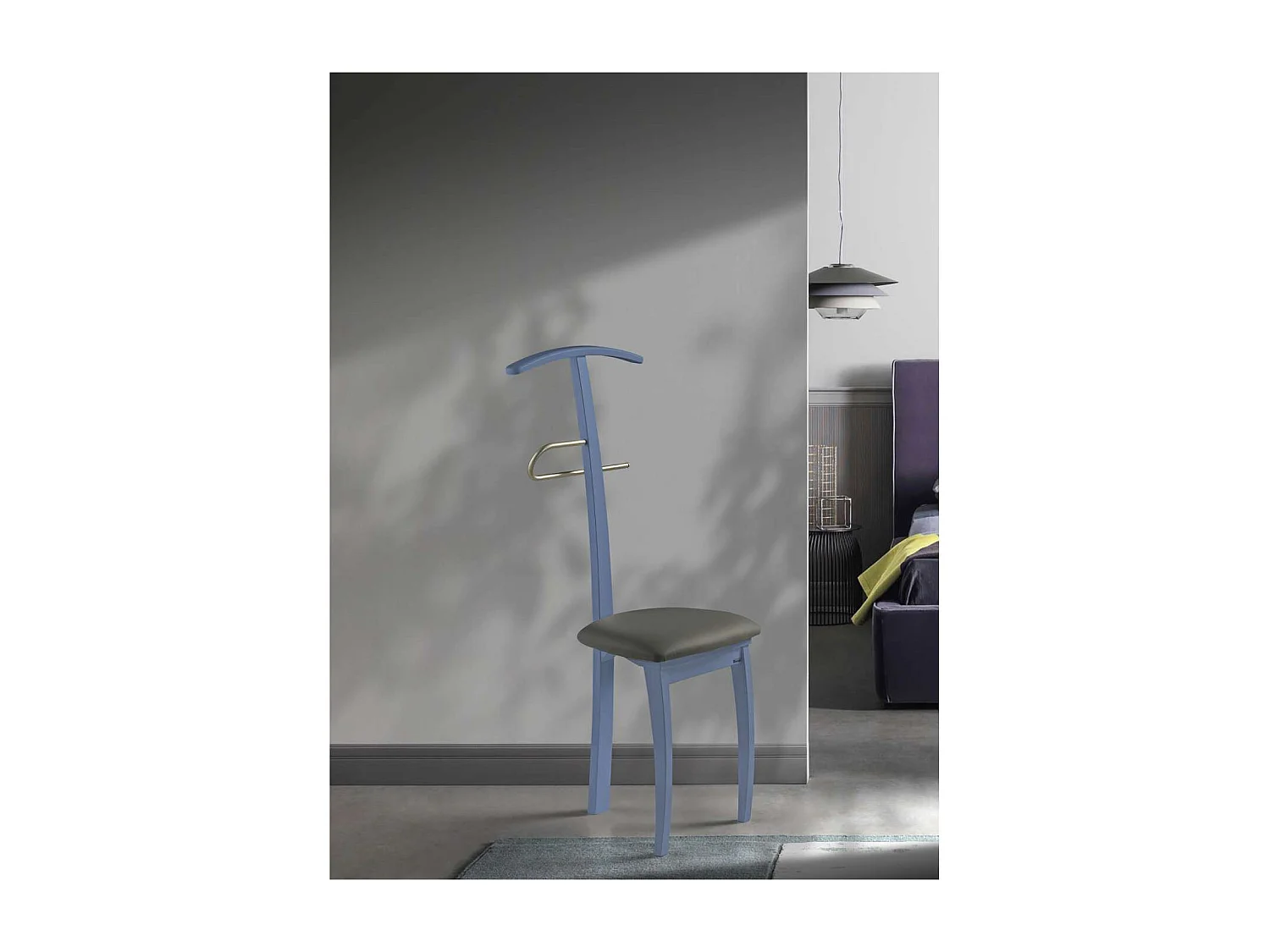 Galán 364 con asiento herrajes cromado satinado lacado en azul, 108 cm(alto)46 cm(ancho)4