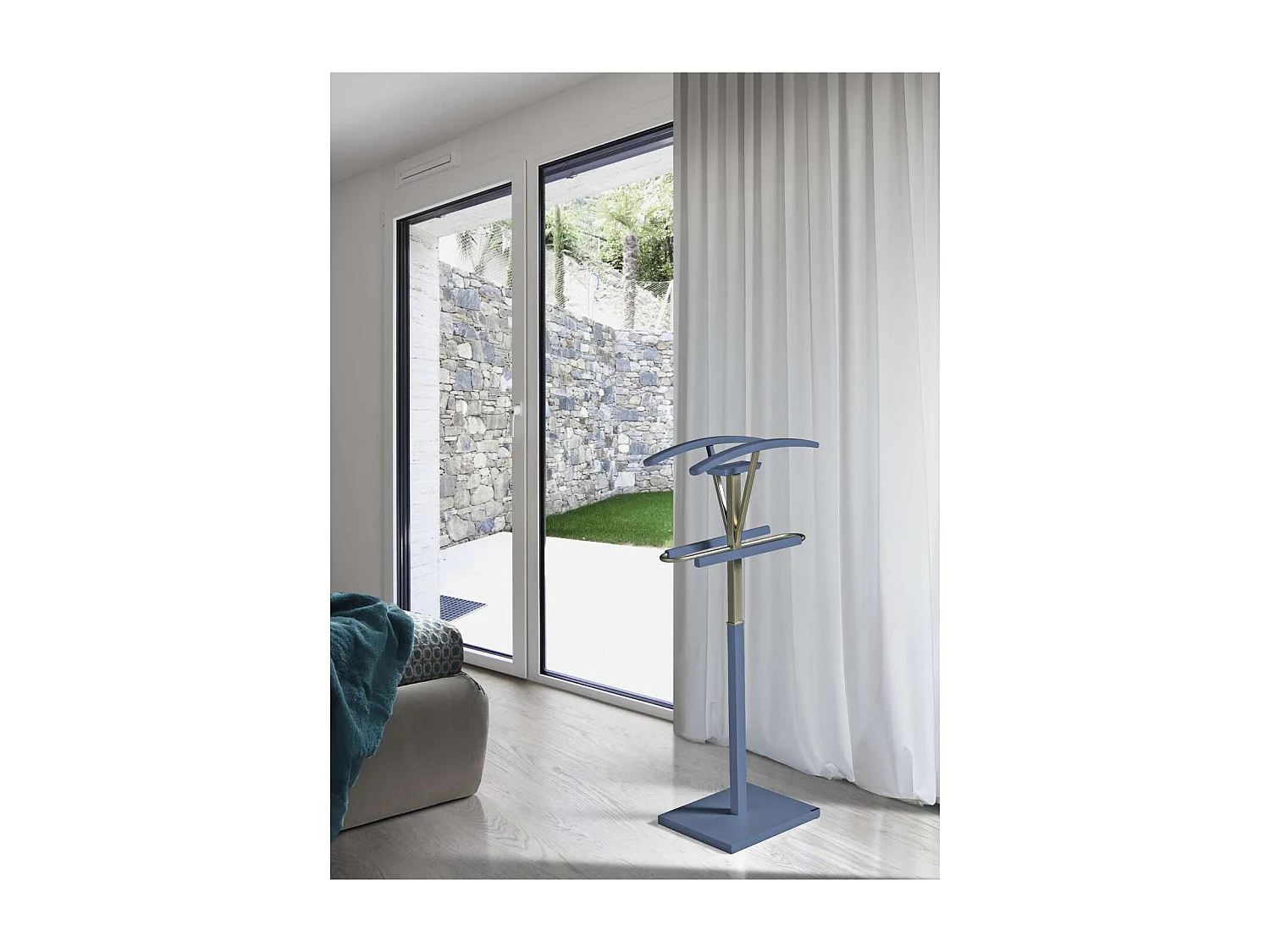 Galán 356 herraje cromo satinado lacado en color azul, 110 cm(alto)47 cm(ancho)34 cm(larg