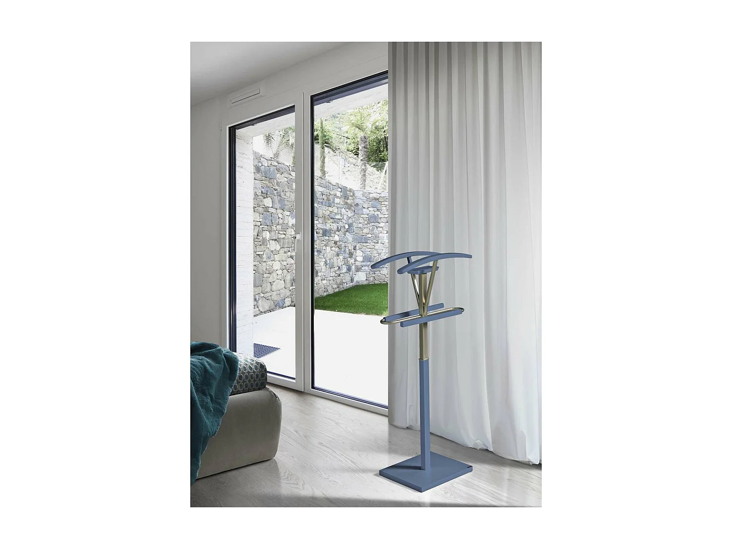 Galán 356 herraje cromo satinado lacado en color azul, 110 cm(alto)47 cm(ancho)34 cm(larg