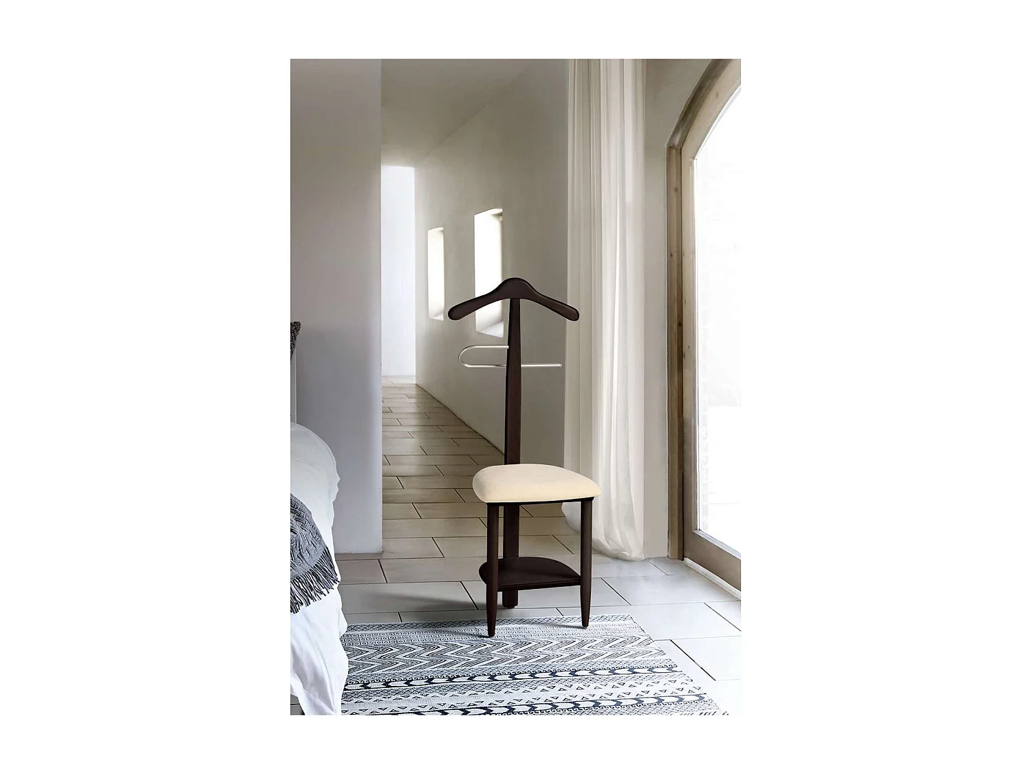 Galán 361 con asiento en beige herrajes cromado satinado lacado wengué, 105 cm(alto)45 c