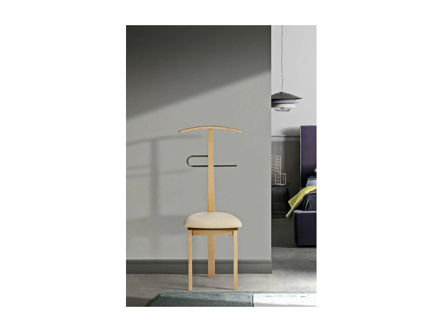 Galán 364 con asiento herrajes cromado satinado lacado en natural, 108 cm(alto)46 cm(anch