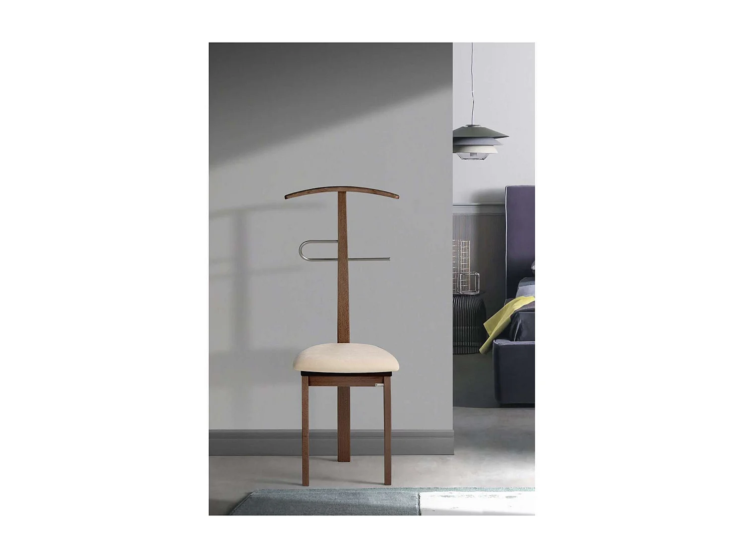 Galán 364 con asiento herrajes cromado satinado lacado en nogal, 108 cm(alto)46 cm(ancho)