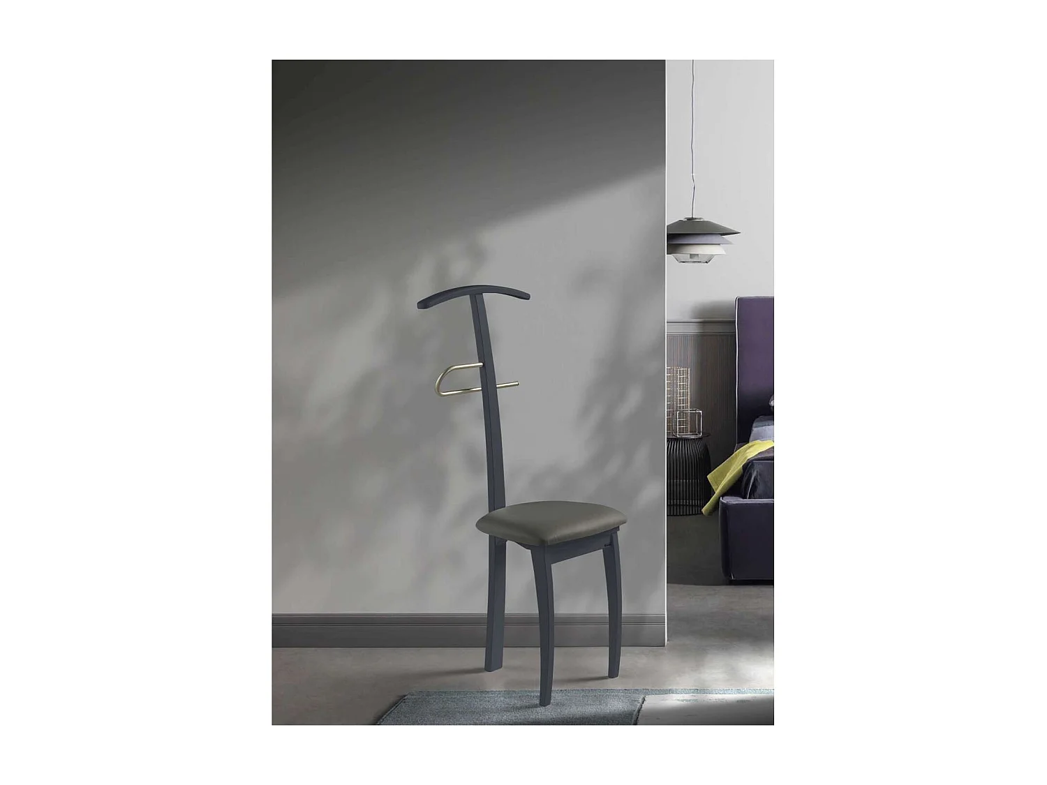 Galán 364 con asiento herrajes cromado satinado lacado en azabache, 108 cm(alto)46 cm(anc