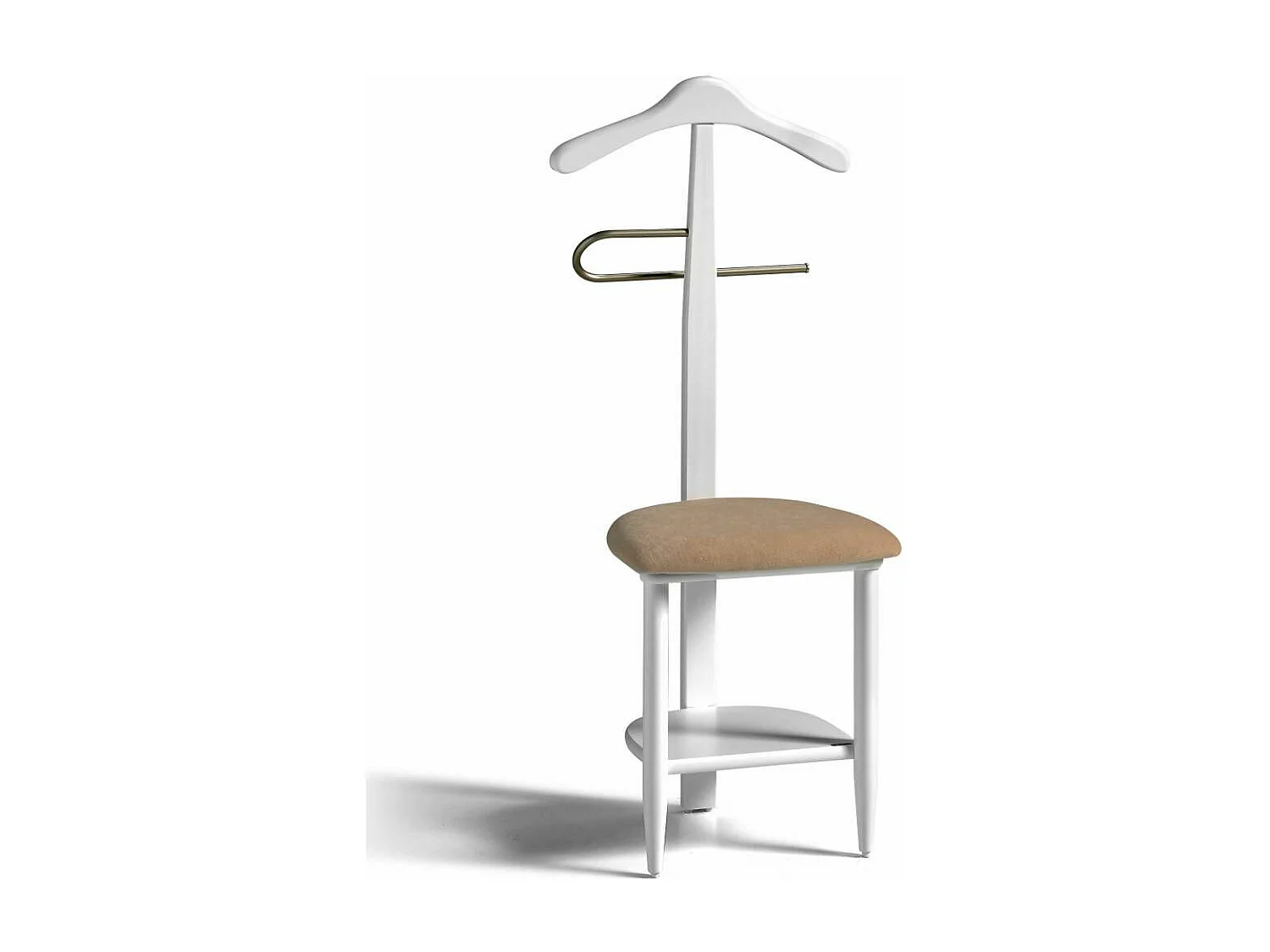 Galán 361 con asiento en beige herrajes cromado satinado lacado blanco, 105 cm(alto)45 cm