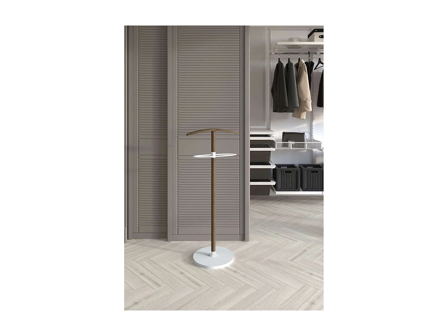 Galán 304 herraje metálicos lacado en color nogal/blanco, 109cm(alto) 46cm(ancho )34cm(l