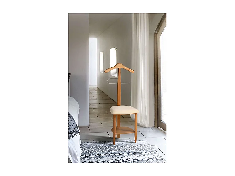 Galán 361 con asiento en beige herrajes cromado satinado lacado cerezo, 105 cm(alto)45 cm