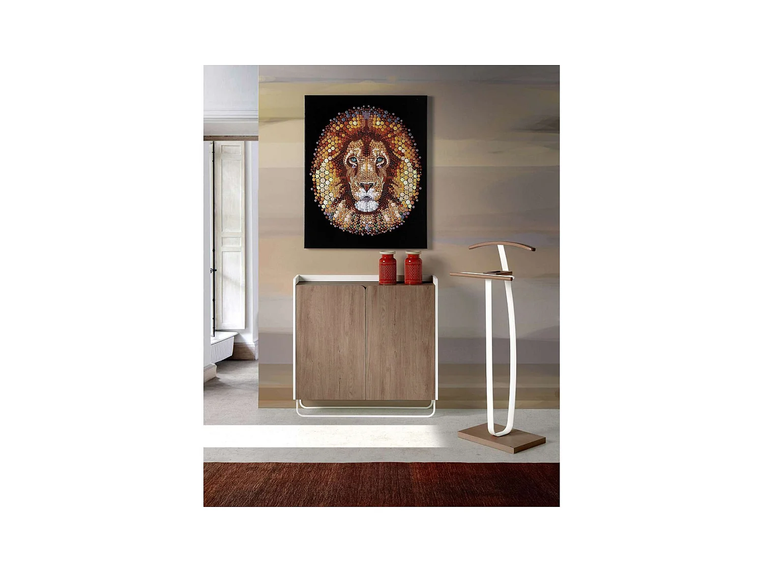 Galán 375 acabado lacado en color nogal/blanco, 115cm(alto) 48cm(ancho) 30cm(largo)