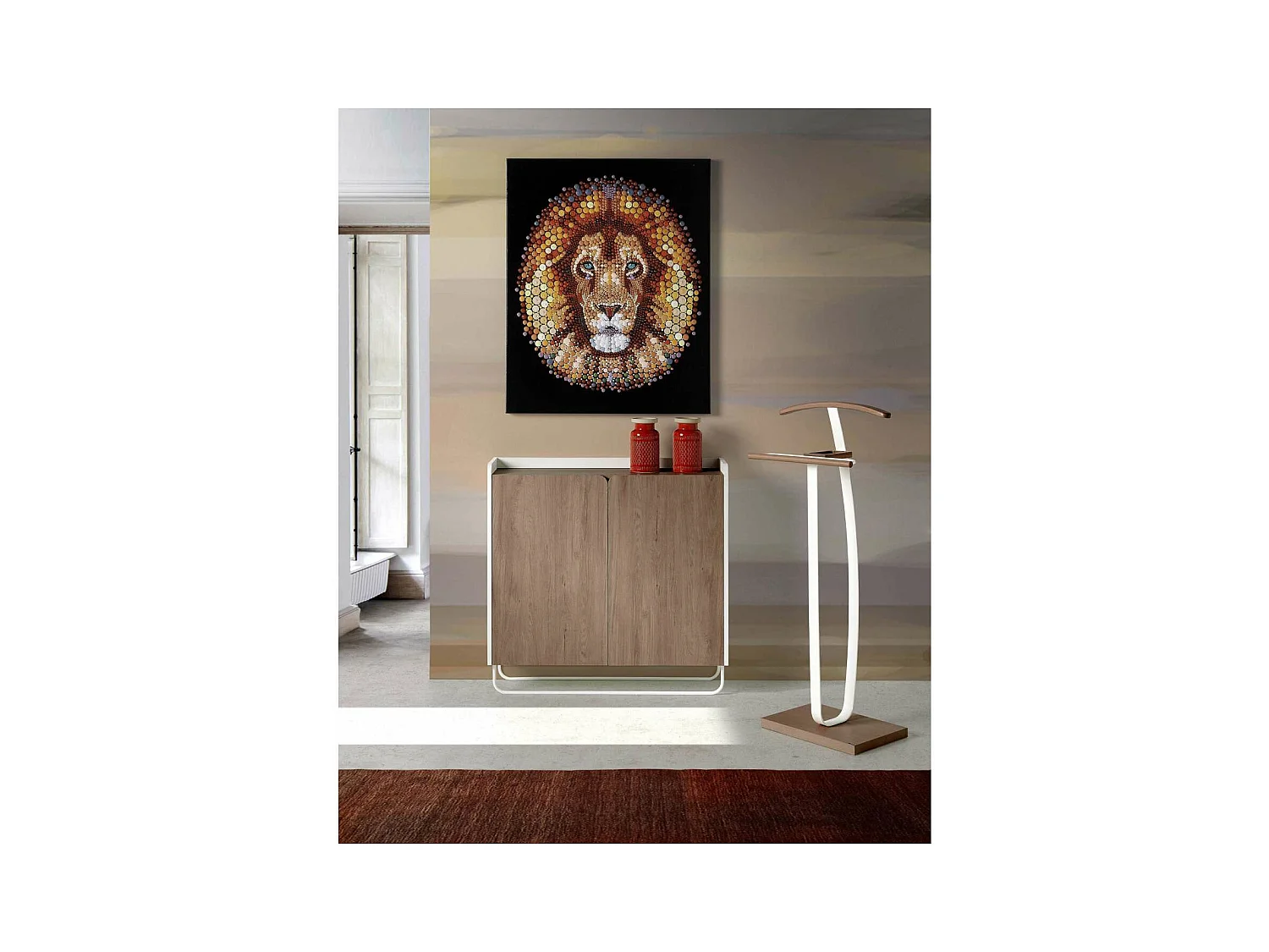 Galán 375 acabado lacado en color nogal/blanco, 115cm(alto) 48cm(ancho) 30cm(largo)