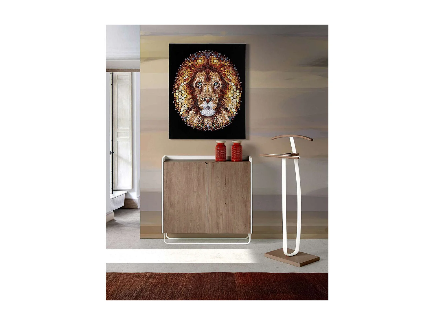 Galán 375 acabado lacado en color nogal/blanco, 115cm(alto) 48cm(ancho) 30cm(largo)