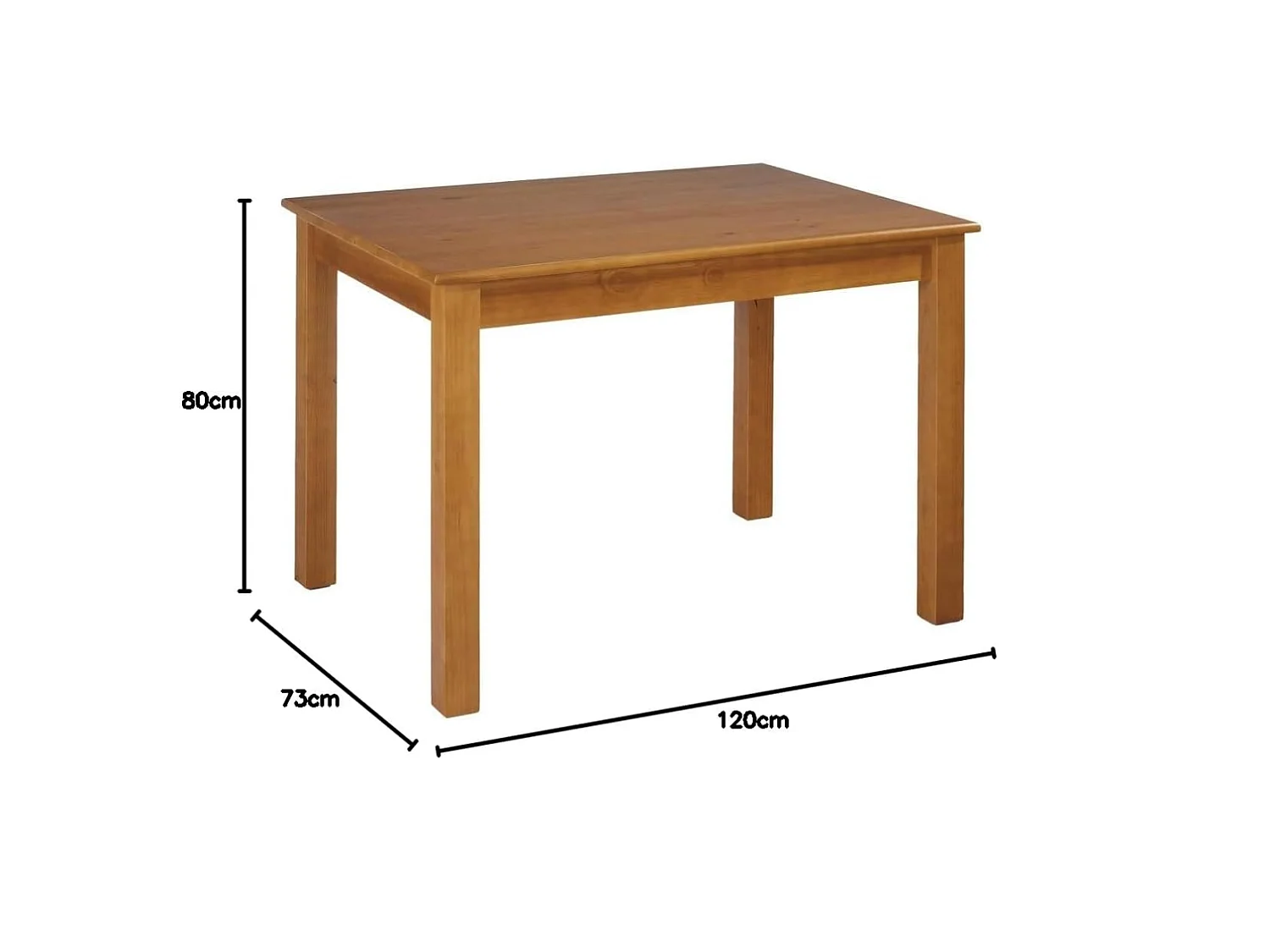 Mesa fija de comedor en Madera Maciza 73 cm(alto)120 cm(ancho)80 cm(largo)