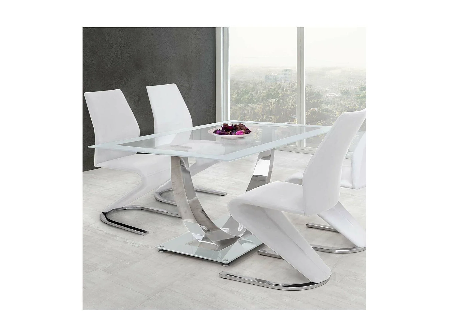 Mesa para cocina, comedor fija Md-Ubrique acabado blanco, 140cm(ancho) 75cm(altura) 90cm(f